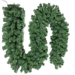 DD2100 Xmas Snowy Pine Flocked Greenery Tree Branch Outdoor Artificial Cone Christmas Garland Decorations