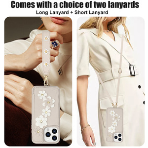 Étui en cuir PU fleur avec porte-cartes pour iPhone 16 pro 16 Wallet Back Cover - Product Image 5