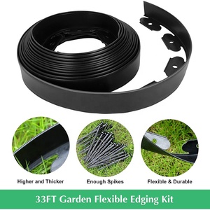 Rouleau de bordure de paysage en plastique de jardin de 10m Kit de bordure de pelouse sans creuser avec 30 pointes d'ancrage pour parterres de <span class=keywords><strong>fleurs</strong></span> Yard Pathway - Product Image 2