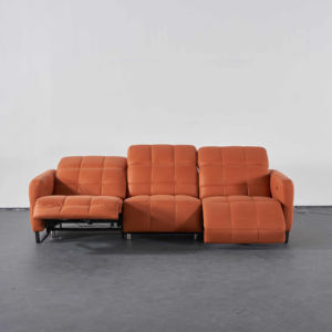 ชุดโซฟาหนังปรับเอนไฟฟ้า - โซฟาสามที่นั่งทันสมัยพร้อมโครงโลหะหุ้มหนังแท้ ฟังก์ชั่นนวดและปรับขยายได้ - Product Image 3