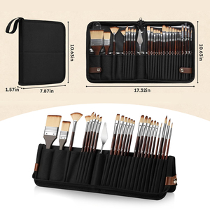Set di Pennelli per Pittura a Olio con Setole in Nylon, Manico in Legno Nero, Portatile e Pratico - Product Image 2