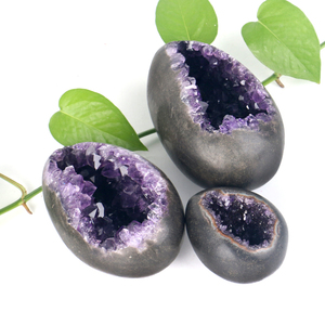 New Arrival Healing Stones <b>Crystal</b> Crafts Fengshui Uruguay Amethyst Cluster Geode Dinosaur Eggs <b>Crystal</b> Agate Eggs - Product Image 4
