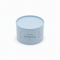 Boîte en métal ronde bleue personnalisée avec couvercle transparent pour biscuits, chocolats et cadeaux