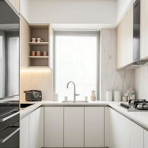 2025 fabricant de meubles intelligents en gros gris brillant en bois moderne acrylique conceptions laque armoires de cuisine armoire - Product Image 1