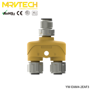 อะแดปเตอร์เชื่อมต่อ M12 A-code Y-W ตัวผู้-ตัวเมีย 3/4/5 ขา สำหรับระบบอัตโนมัติในโรงงาน กล่องเซ็นเซอร์/แอคชูเอเตอร์ - Product Image 2