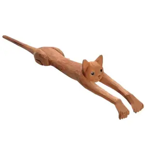 고양이 모양 뒤 Scratcher 19 인치 재미있은 Basswood 고양이 뒤 Scratcher 뒤 Scratcher 나무로 되는 몸 가려워하는 지팡이