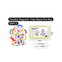 Tige télescopique magnétique Pro Max 86 pièces, jouet éducatif STEM, blocs de construction 3D DIY pour enfants de 4 ans et plus, cadeau d'anniversaire