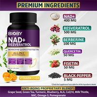 Capsules Bioby OEM à Marque Privée NAD+ Resvératrol Berbérine Quercétine Fisétine Soutien Cellulaire Anti-Âge 60 Capsules Végétaliennes