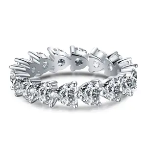 925 plata esterlina circón joyería eternidad banda diamante compromiso boda anillo apilable 18K chapado en oro anillos joyería Mujer