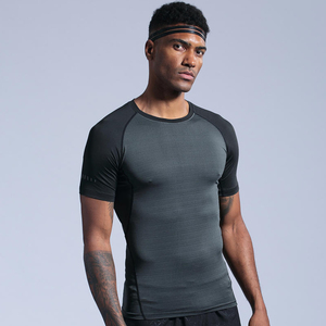 T-shirt de sport pour homme à manches courtes, compression, séchage rapide, impression personnalisée OEM, Shark, 90% polyester, 10% élasthanne - Product Image 1