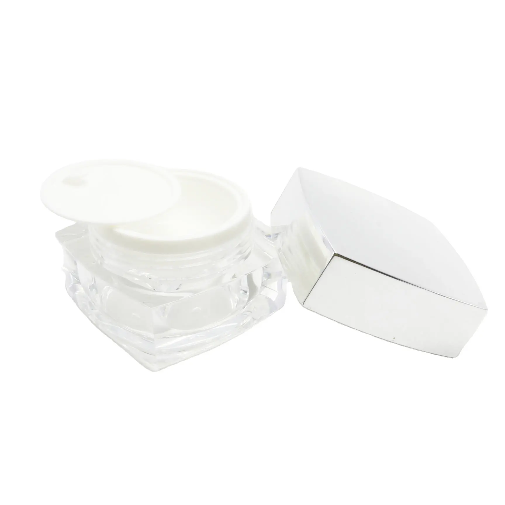 Plastic Cosmetics 10gm Luxury Acrylic Square Round Clear 3 5 10 20 30 50 g Beauty Face Cream Acrylic Airtight Jar With Lids AC-A