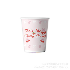 Cherry <b>Bow</b> Party Supplies Paper Plates Cups Napkins Straws Utensils 60-80 Pcs Birthday Party Decorations Cartoon Style - Product Image 3