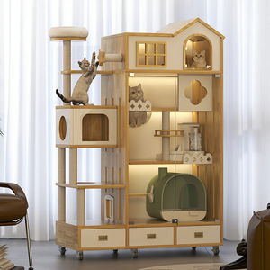 Meilleures ventes : Maison en bois de luxe pour animaux de compagnie avec arbre intégré - Product Image 1
