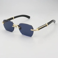 Monture de lunettes de soleil haut de gamme en corne de buffle blanche, sans monture, monture de lunettes de soleil en corne de buffle noire, monture de lunettes de soleil sans monture