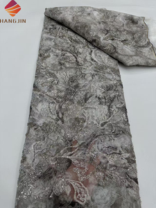 2025 Handmade Đính Cườm Ren Vải Sang Trọng Phong Cách Độc Quyền 3D <span class=keywords><strong>Dubai</strong></span> Thêu Sequins <span class=keywords><strong>Net</strong></span> Ren Vải Cho Phụ Nữ Bên Ăn Mặc - Product Image 3