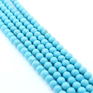 YIZE批发金线蓝色Howlite合成绿松石宝石宽松串珠，用于diy珠宝制作
