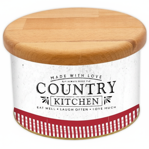 Kontensan ER2237O 2.5L Vintage Bee & Laurel Elegance Round <b>Metal</b> <b>Tin</b> Box with Wooden Lid 175x110mm Food Storage & Container - Product Image 2