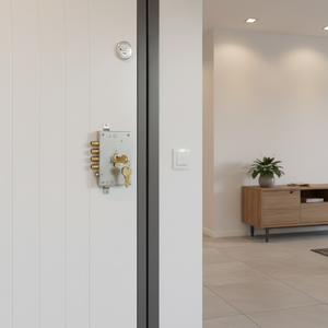 Serrure de porte blindée européenne Mottura SX 85.571/37 sans clé, 3 clés en laiton, corps ABS, interaxe 85 mm, finition blanche - Product Image 3