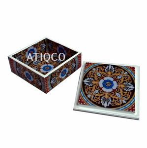 Boîte en bois carrée ATIQCO de haute qualité, best-seller, imprimée des deux côtés, motif floral émaillé unique, technique de peinture multicolore - Product Image 6