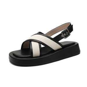 Sandales plates d'été pour femmes, style décontracté et tendance, pour étudiantes, avec bride de cheville, pour la plage et l'extérieur - Product Image 1