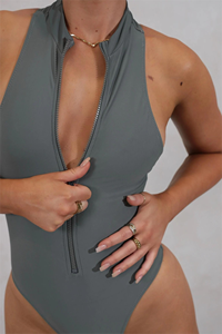 暑い夏のワンピース水着OEMセクシーなビキニフロントジッパー女性水着プラスサイズのビーチウェア水泳夏の女性水着 - Product Image 2