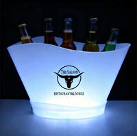 Seau à glace LED à couleurs changeantes, gravure de logo pour seau à vin et à bière, dégradé lumineux, étanche, en plastique, 12L, facile à nettoyer, pour bar