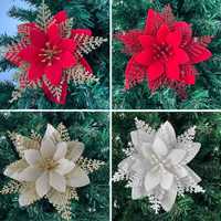 Décorations de Noël Fleurs artificielles Ananas Tissu floqué Poudre Style nordique Guirlande de Noël Arbre de Noël Fabriqué en usine 6 pouces