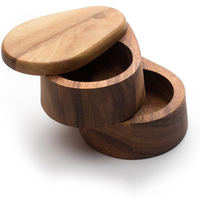 Boîte de rangement en bois pour épices, double couche, avec salière rotative