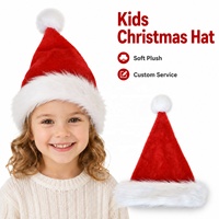 Chapeau de Noël pour enfants avec logo personnalisé, chapeau de Père Noël en peluche haut de gamme, vente en gros, fausse fourrure douce et épaisse, chapeau de Noël pour enfants, OEM en gros
