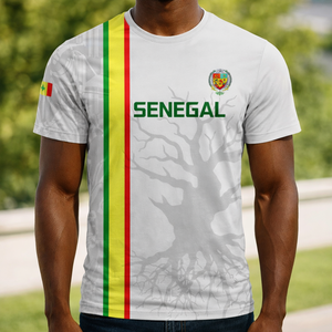 Camiseta Personalizada de Senegal con Patrón <span class=keywords><strong>Tribal</strong></span> Africano y Escudo, Personaliza Tu Texto o Logotipo, Camisetas de Senegal - Product Image 1