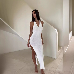 Abito lungo <span class=keywords><strong>da</strong></span> sera <span class=keywords><strong>da</strong></span> donna primaverile vintage senza maniche, modello slip dress <span class=keywords><strong>da</strong></span> spiaggia con schiena scoperta e silhouette <span class=keywords><strong>a</strong></span> <span class=keywords><strong>tubino</strong></span> - Product Image 3