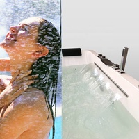 Baignoire de massage Whirlpool SPA en acrylique, grande baignoire d'hôtel avec jets LED, pour 2 personnes, avec jupe latérale, bain intérieur, spa chauffant