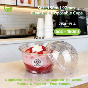 Taza desechable de plástico PET PLA con tapa plana de cúpula <span class=keywords><strong>6</strong></span> 7 8 9 10 12 16 20 Oz taza fría - Product Image 1