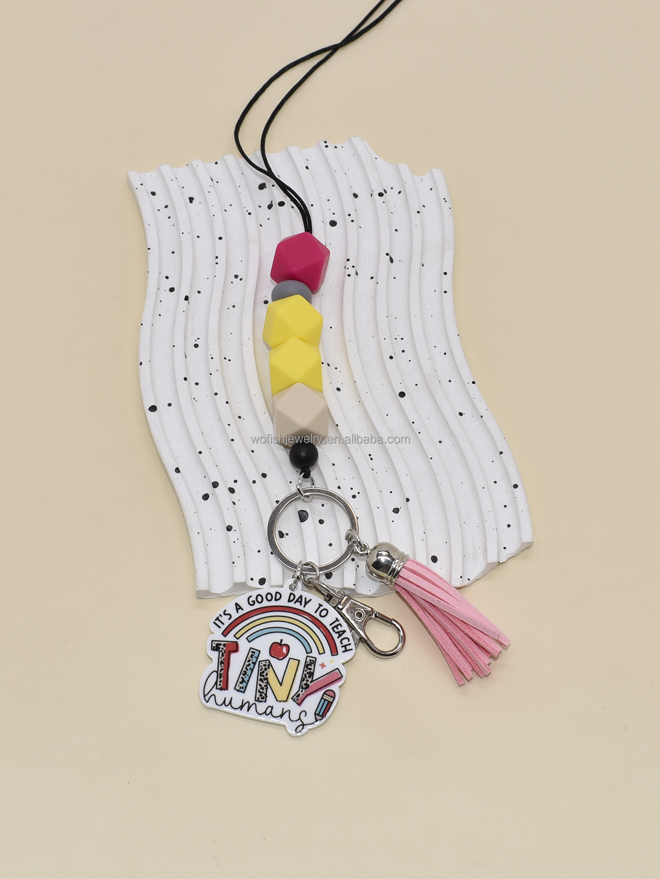 Large Daisy Flower Personalized Name Teacher Lanyard Office ID Lanyard Key Lanyard Gift for Teacher Image 2