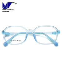 Lunettes optiques rectangulaires personnalisées OEM en silicone et TR90, anti-lumière bleue, pour enfants et adolescents, taille 47-16-128, par notre équipe de designers interne.