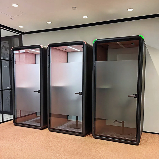 Silent Booth Frosted Glass Design Private Studio Phone Booth Indoor Acoustic Office Pods with Dimmer for Ventilation System