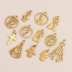 Pendentifs en acier inoxydable Vierge <span class=keywords><strong>Marie</strong></span> Catholique Notre-Dame de Guadalupe, finition miroir, breloques croix ange pour femmes, accessoires de bijoux - Product Image 4