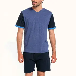 Summer short sleeve shorts leisure Men's homewear Cotton Pajamas Sets Mens Sleepwear two Piece men sleepwear Set