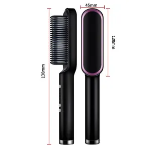 2 in 1 Fast Electric Straightening Comb LED Digital Flat Iron Hair Straightener Brush