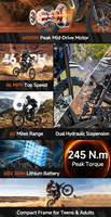 Moto tout-terrain électrique F18 à transmission intermédiaire, BMS 90A, charge rapide haute intensité 3,7A, performance de couple 240N.m, 60V 30Ah