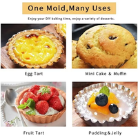 Moule à tartelettes mini réutilisable en alliage d'aluminium antiadhésif, outil de cuisson pour tartelettes, moule à pudding, moule à gâteau