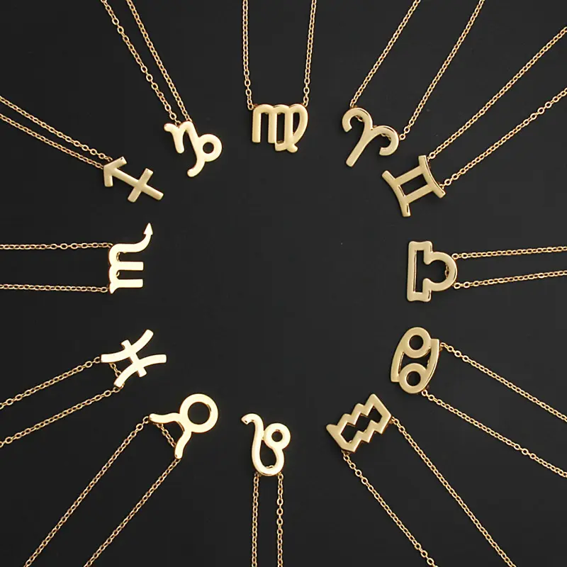 महिलाओं के लिए आकर्षण 12 नक्षत्र राशि चक्र हार सोने के रंग की चेन पेंडेंट चोकर राशिफल जन्मदिन आभूषण लियो तुला उपहार
