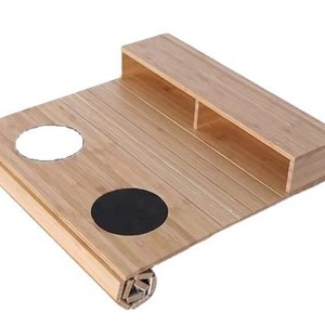 Plateau de canapé en bambou multifonctionnel avec porte-gobelet pour salon et bureau - Product Image 2