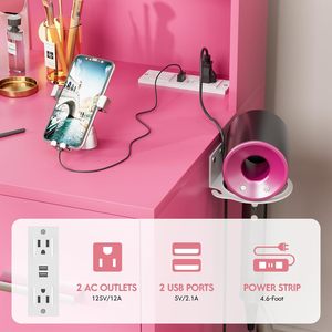 LED lighting mirror, power socket, 3 model lights, 7 drawers, 6 bedroom <b>storage</b> shelves, <b>dressing</b> <b>table</b> - Product Image 2