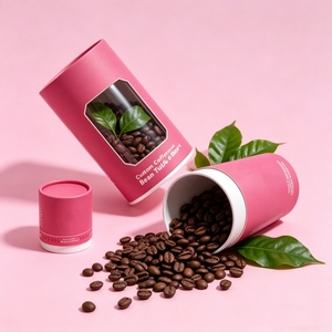 Recipiente Redondo de Papel Kraft Blanco Ecológico con Tapa de Plástico Sellada, Práctico Envase de Grado Alimenticio para Almacenamiento de Café y Té - Product Image 5
