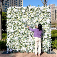 Promesse mur de fleurs artificielles 3D mur floral rose blanc et hortensia pour la décoration de fond de mariage