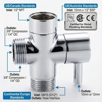 Válvula desviadora angular de 3 vías de acero inoxidable YOD personalizada de 1/2 pulgada con rosca macho para calentador de agua y inodoro, para cocina comercial