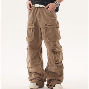 Custom Design Logo Vintage stile Y2K grigio <span class=keywords><strong>tute</strong></span> da <span class=keywords><strong>uomo</strong></span> ampio Camper più tasche pantaloni Cargo da <span class=keywords><strong>uomo</strong></span> - Product Image 2