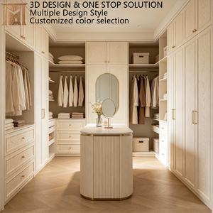 Meubles de chambre à coucher de style européen intégrés avec <span class=keywords><strong>dressing</strong></span> et îlot de bureau élégant à cannelures - Product Image 1