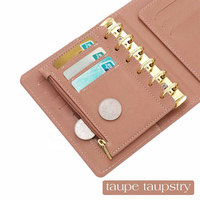Porte-documents en cuir et tissu à reliure folio à 6 anneaux avec logo personnalisé avec porte-cartes de visite Inserts format lettre Dossier de portefeuille